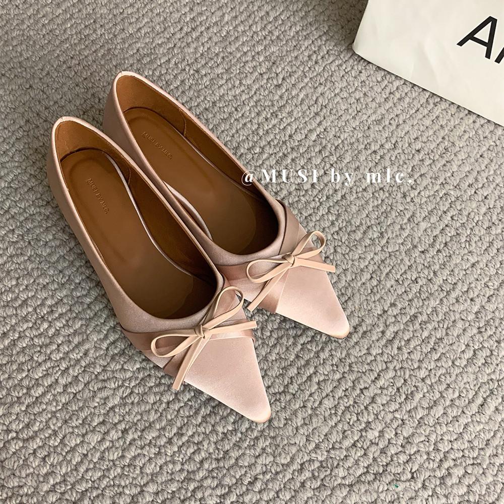 

Мода Байламос Весна Новые Женские Балетки Мода Острый Носок Неглубокие Слипоны Туфли Платья Низкий Каблук Одинарные Туфли Балетки Мухер 39 розовый