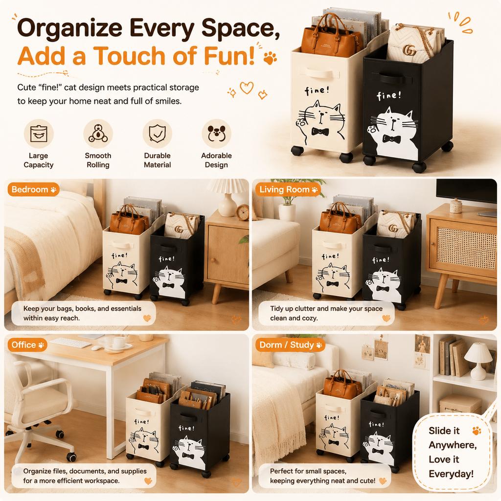 Slim Laundry Basket with Wheels Rolling Oxford Fabric Clothes Hamper Collapsible Storage Bin Toy Organizer for Narrow Space
