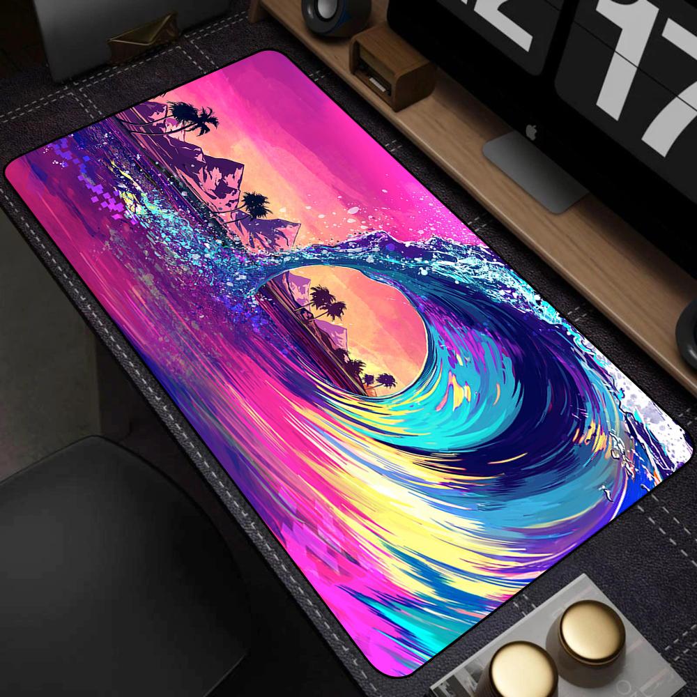 Pad NonSlip Carpet Natural Rubber Big Mouse Mats x Mouse Pad Gamer Black Great Wave Art Mousepad XXL Mechanical Keyboard