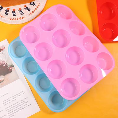 12 Bardak Silikon Kalıp Kendin Yap Muffin Kek Pişirme Tepsisi Yapışmaz Sabun Çikolata Yapma Araçları Bulaşık Makinesi Mikrodalga Fırın Tepsisi