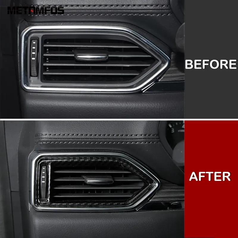 For Mazda CX-5 CX5 KF 2017- 2024 Carbon Fiber Side Air Condition Vent Outlet Cover Trim Interior Accessories Car Styling