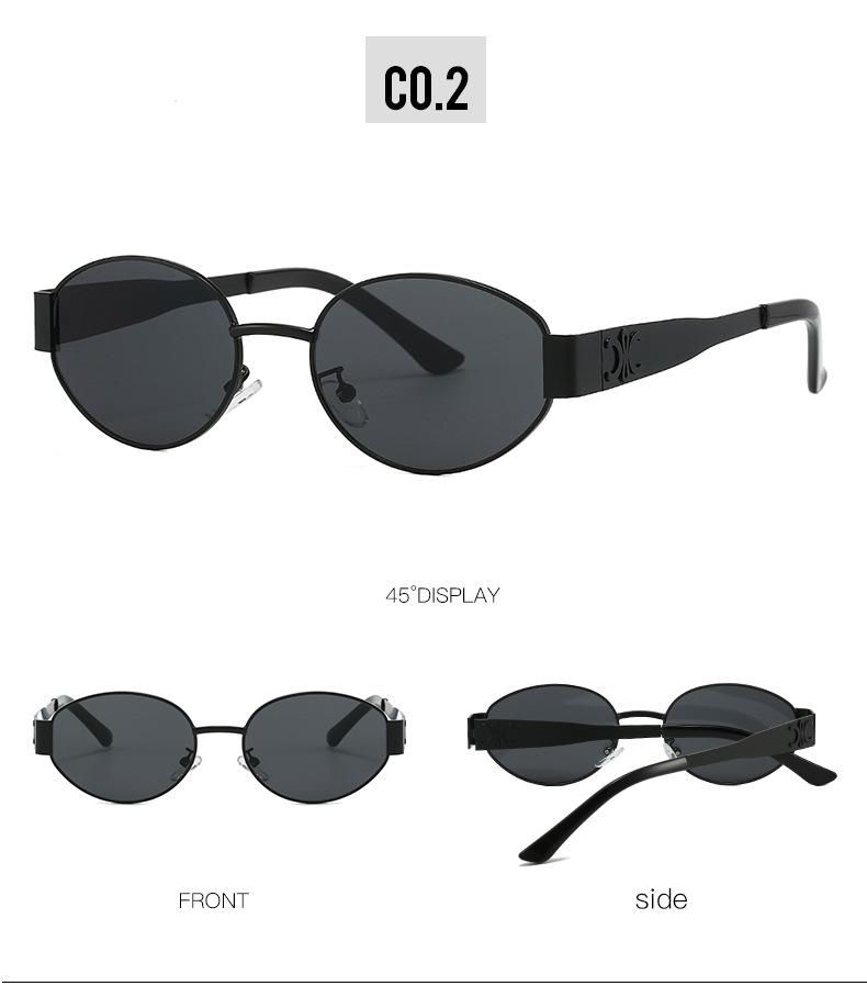 Trendy Oval Frame Metal Sunglasses 9521 - European & American Style