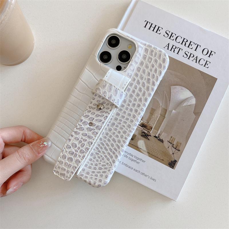 Personalized Leopard Leather Wrist Strap for iPhone Anti-drop Phone Case Fashionable Wrist Strap iPhone 14 15Pro Max 12 13Pro
