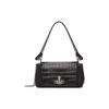 Hazel Saturno Logo Motivo Coccodrillo Pelle Borsa Sottobraccio Borsa Baguette Portatile a Spalla Borsa Media da Donna Nero 4304006QL0039N401