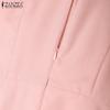 ZANZEA Women Elegant Bow O-neck Casual Summer Short Sleeve Dress