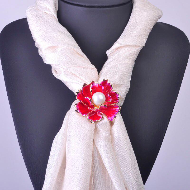 Blucome Enamel Imitation s Flower Scarf Buckle For Women Gold-color One Piece Three Loop Scarves Clip No Pin Brooch Bijoux