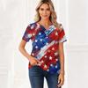 Women's T Shirt Independence Day Print Button Short Sleeve Daily Weekend Fashion Basic V- Neck Regular Top