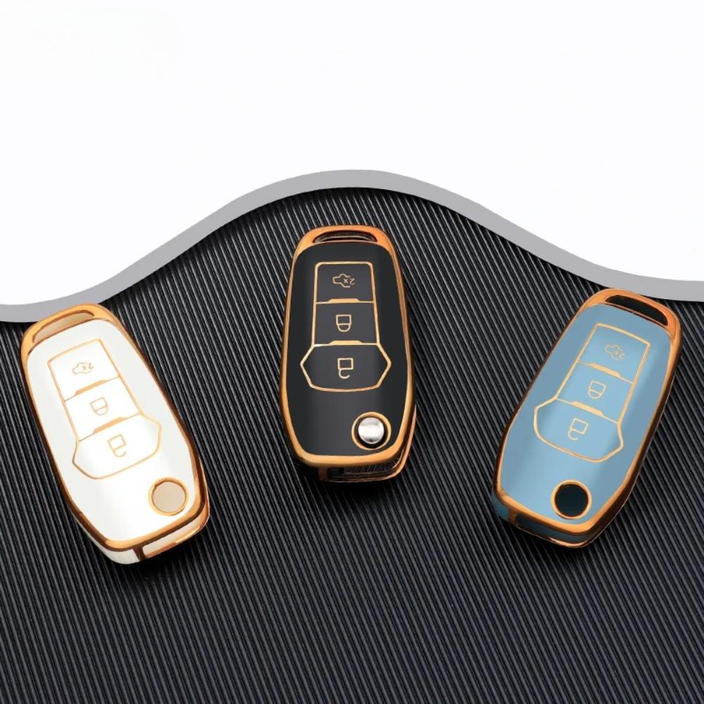 TPU Car Flip Key Case Cover Shell for Ford Fusion Fiesta Mondeo Ecosport Kuga Escort Everest Ranger F150 Keyless Fob Accessories