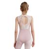 Girls Gymnastics Bodysuit Delicate Lace Collar Sheer Mesh Patchwork Design Sleeveless Leotard