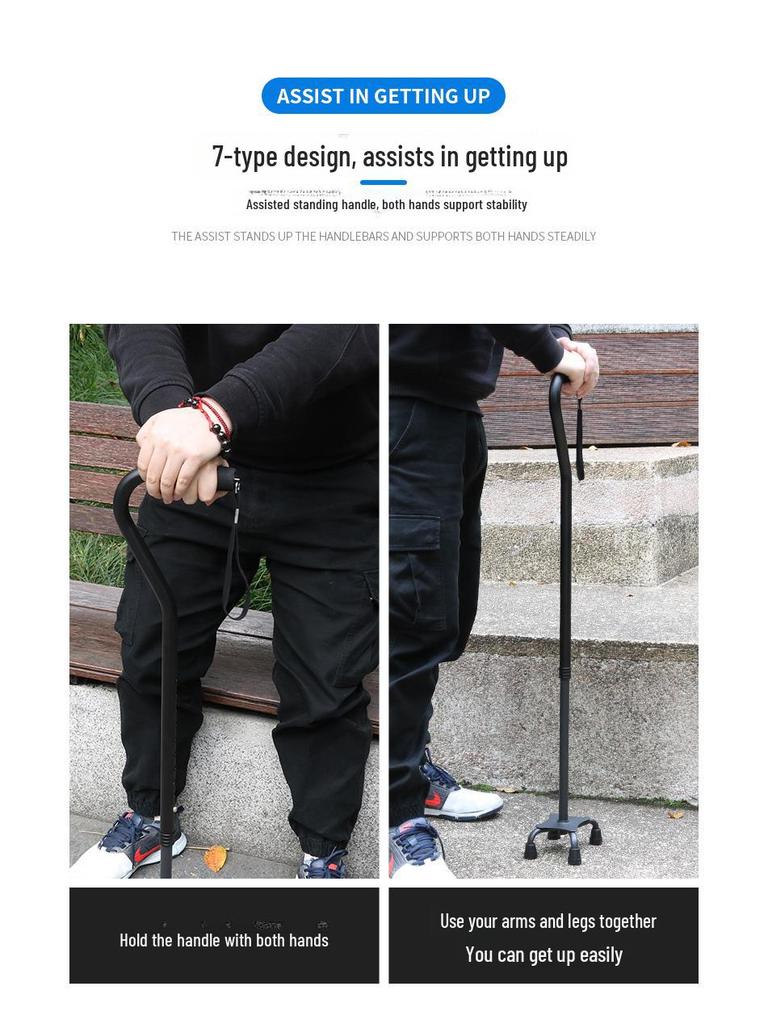 Teleskopkrücken aus Aluminiumlegierung für ältere Menschen mit gebogenem Griff