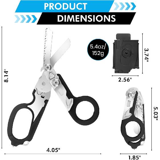 Trauma Shears Medical Shears with Strap Cutter and Glass Breaker for Outdoor, Nursing Scissors with Holster, Emergency Shears Stainless Steel Pocket