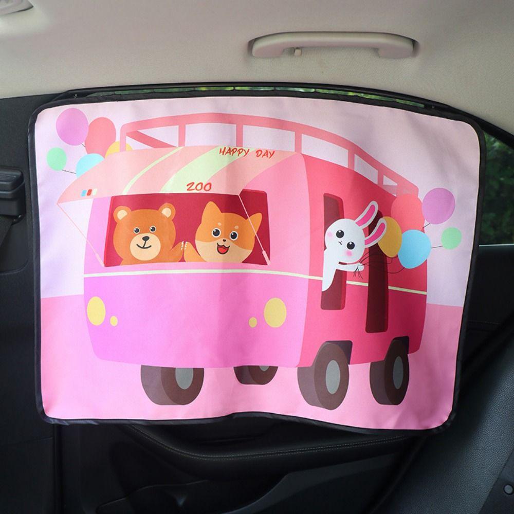 UV Protection Cartoon Car Curtain Embedded Rail Vehicle Privacy Shades  Car Interior Accessories