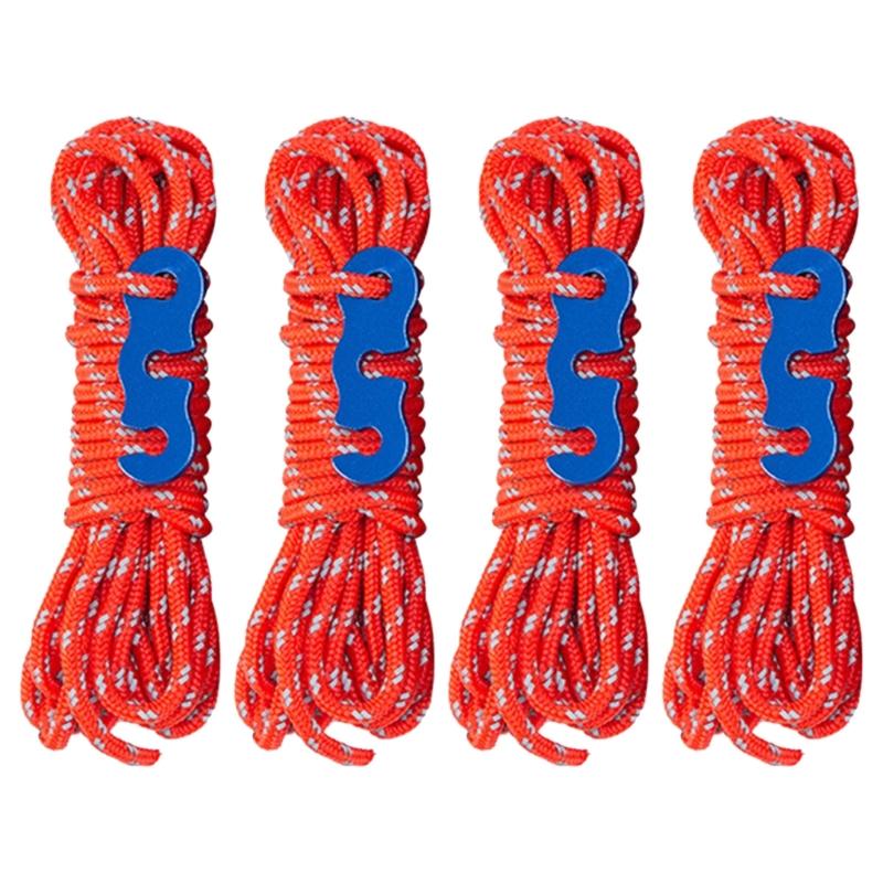3mm Reflective Tent Guy Rope, 13 Feet Camping Rope Cord Guy Line for Camping Tent Fixation, Travel Backpacks, Outdoor