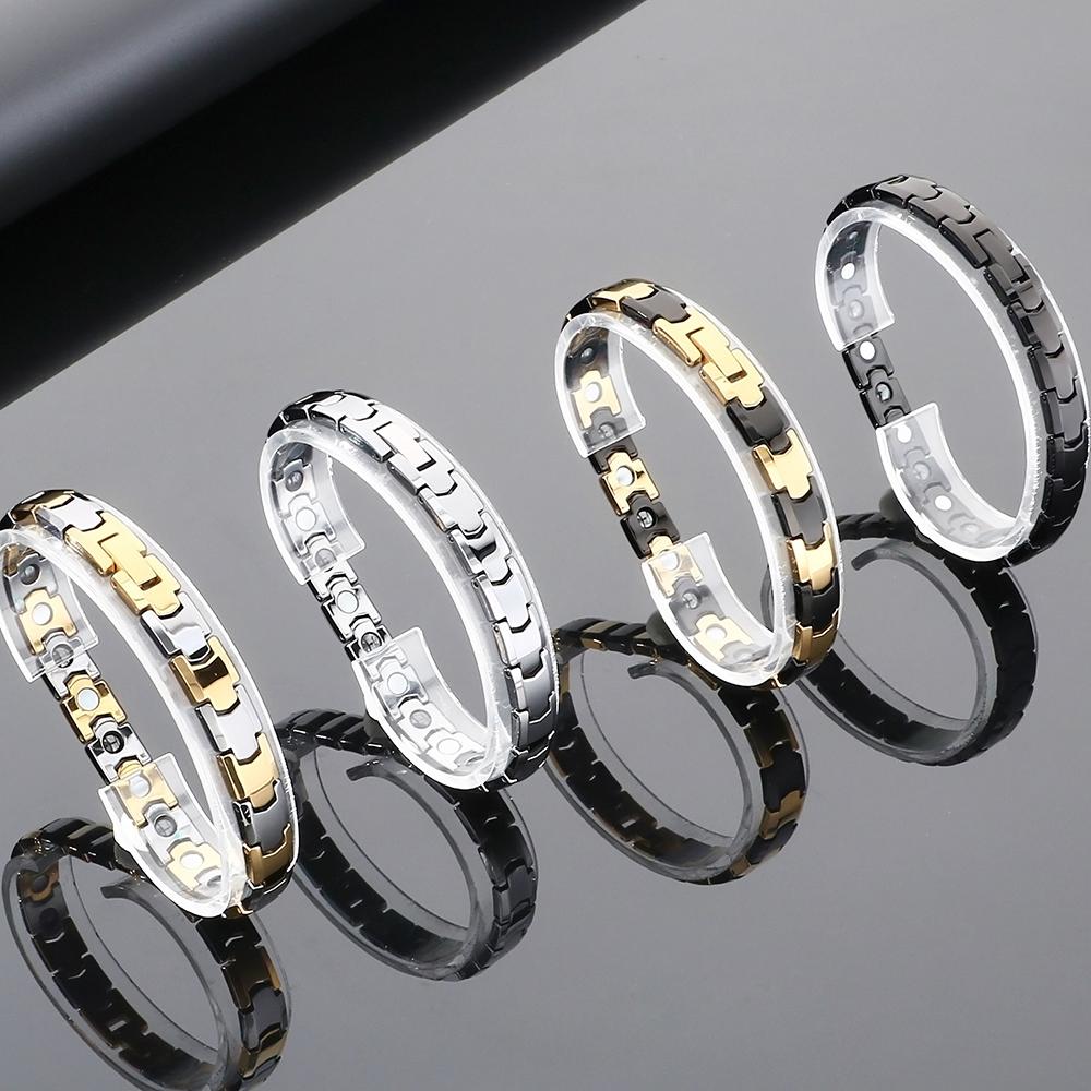 Men's Solid Tungsten Steel Bracelet for Man Woman 18/19/20CM Length 9MM Width Therapeutic Magnetic Bracelet Waterproof Polished