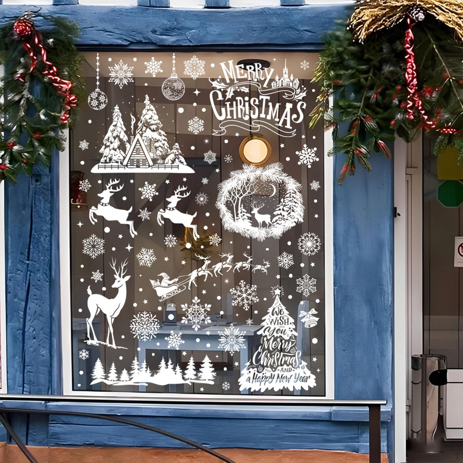 

9 Pieces Christmas Window Clings Decals Festive Party Decor Removable Decoration Stickers