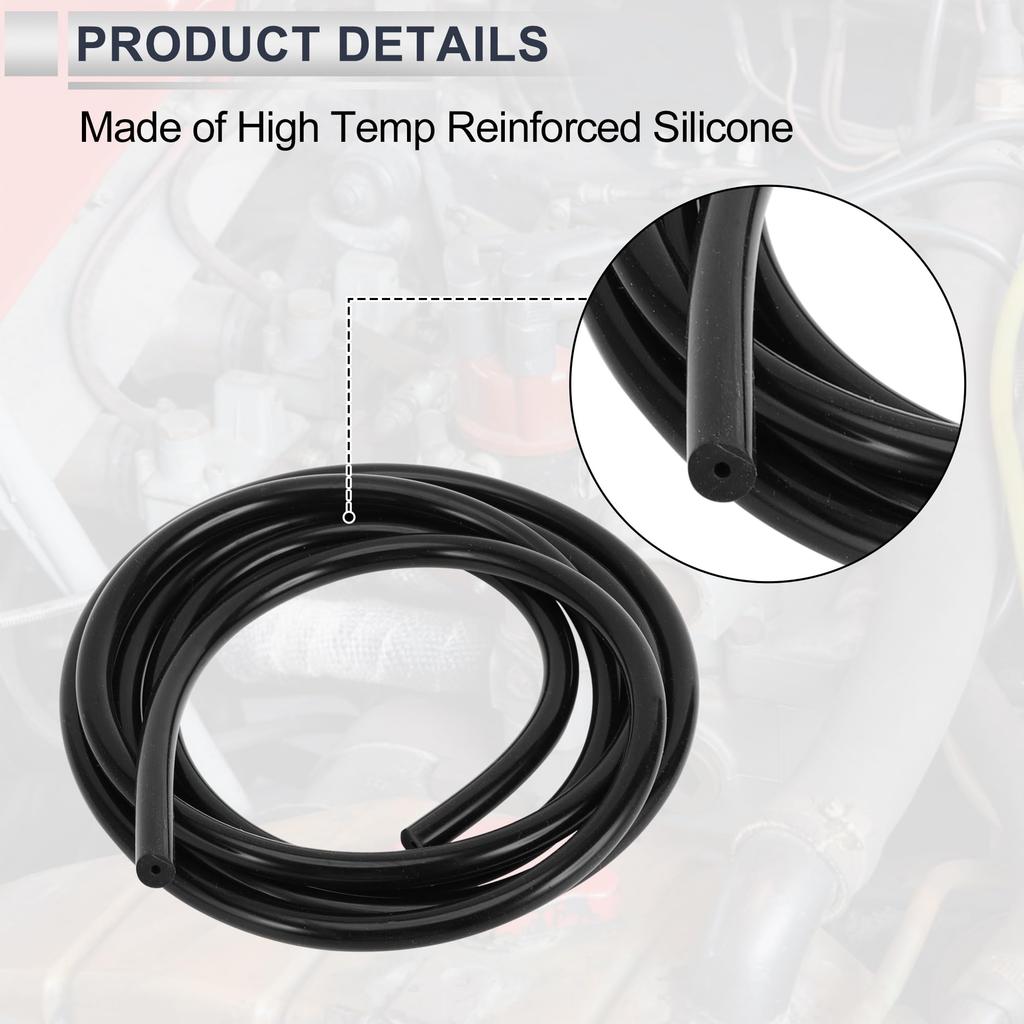 RATCHROLL 1 Pcs Universal Silicone Vacuum Tube Hose High Temperature 5.5FT 1/16" 2mm ID