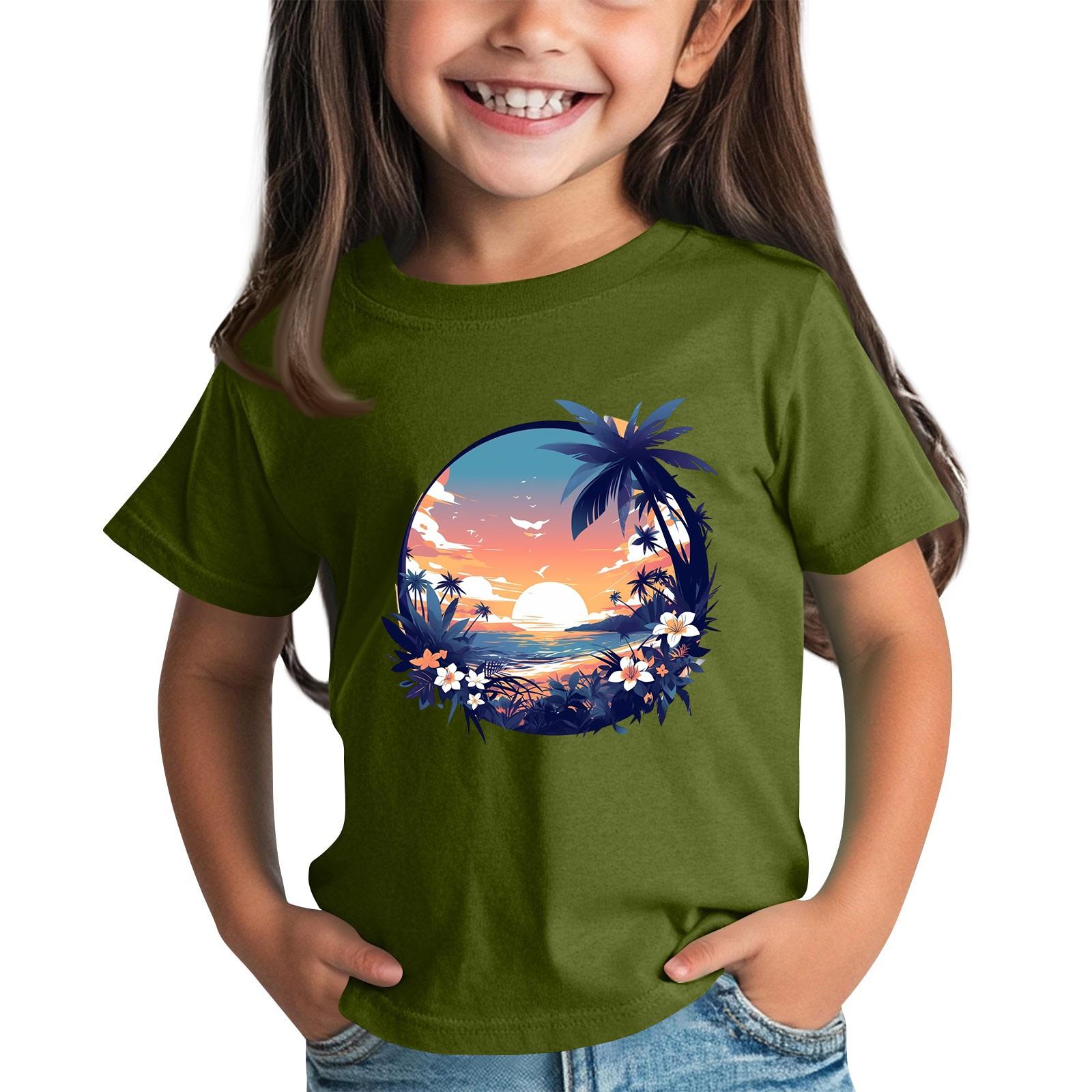 

Детская модная повседневная футболка с круглым вырезом и короткими рукавами 100 армия зеленый