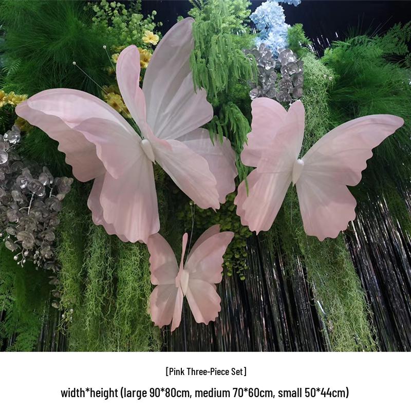 3D Painted Butterfly Wedding Backdrop with Scenery and Props for Photography and Décor