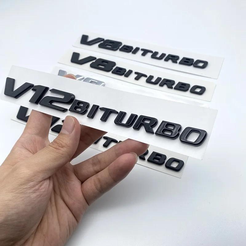 Flat Letters G63 G65 V8 Biturbo V12 Biturbo Emblem for Mercedes Benz AMG W463 Car Side Fender Trunk Nameplate Logo Sticker