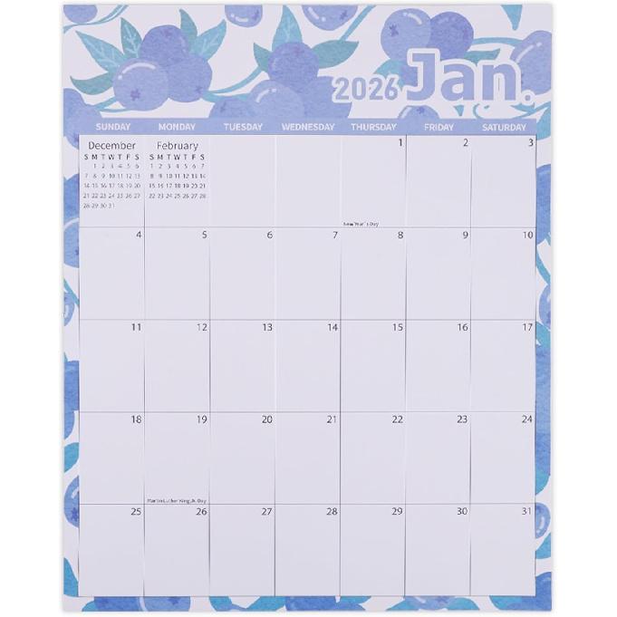 2026 Magnetic Calendar for Refrigerator, 14.41x1.42in Large Tear-Off January to December Calendar with Strong Magnetic Backing for Family Planning