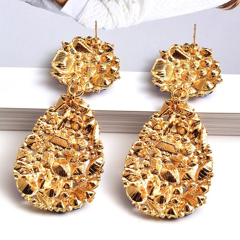 New Colorful Crystals Drop Earrings Fine Jewelry Accessories For Women Fashion Trend Rhinestone Pendientes Bijoux