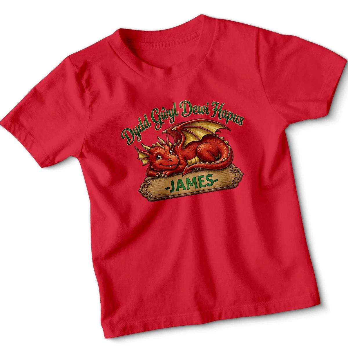 Red Welsh Dragon Custom Name Shirt St Davids Day Cymru Wales Baby Toddler Top S