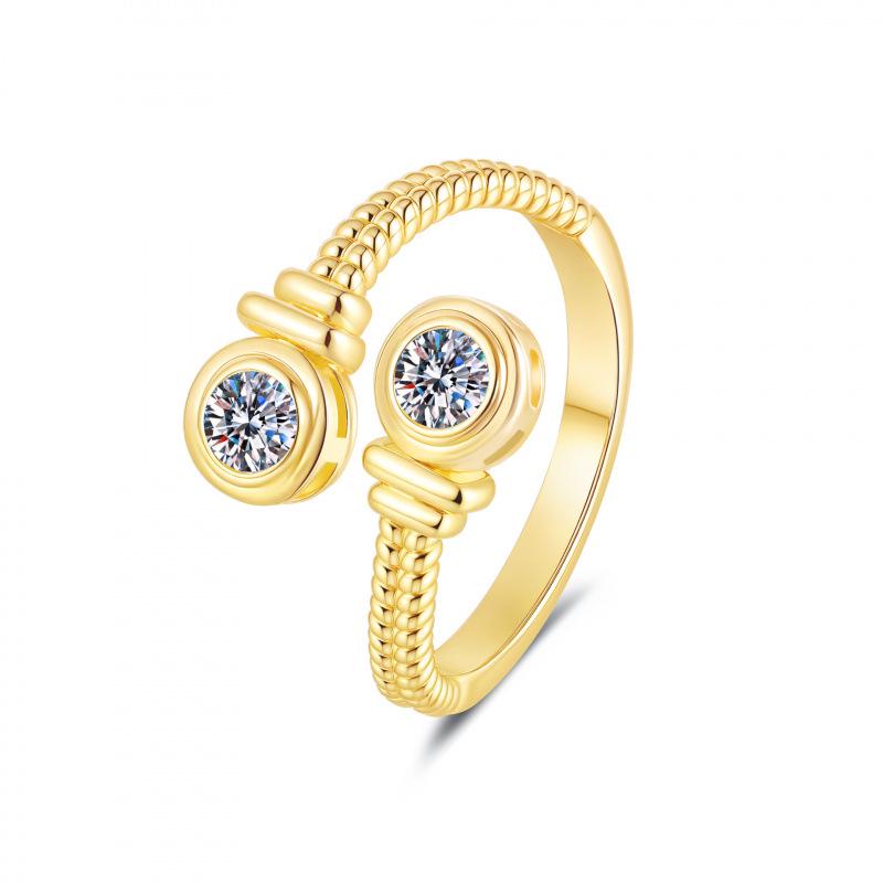 

European Style Rhinestone Adjustable Open Braid Ring for Women Adjustable золотой