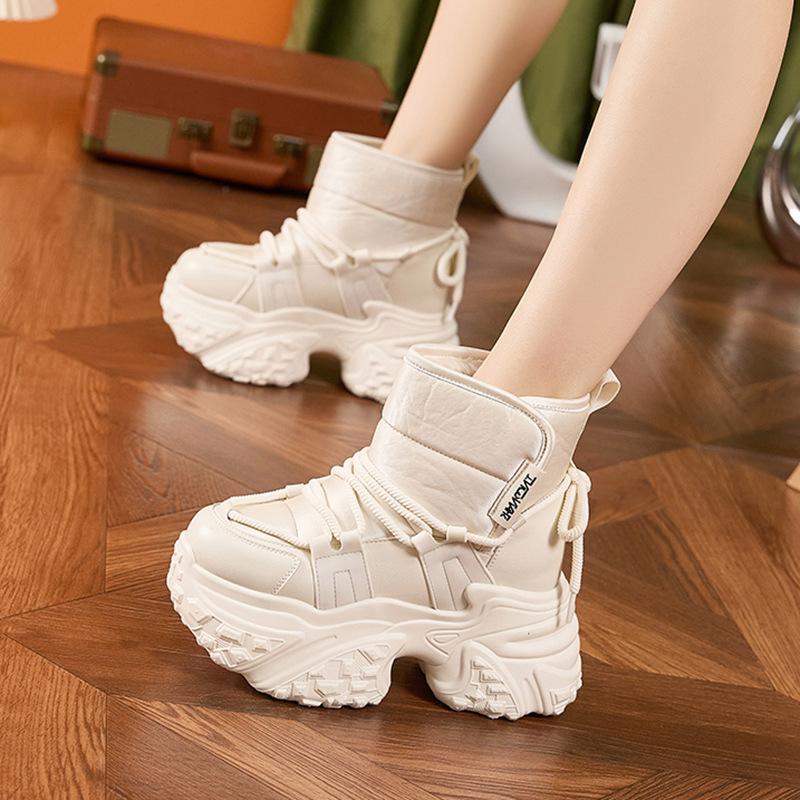 Snow boots women's winter velvet thickened waterproof 2025 new cotton boots fashionable versatile thick-soled warm inner height-increasing short boots