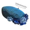 1PC Woman Vintage Blue Camellia Elegant Trendy Fashion Denim Fabric Painter Cap Beret