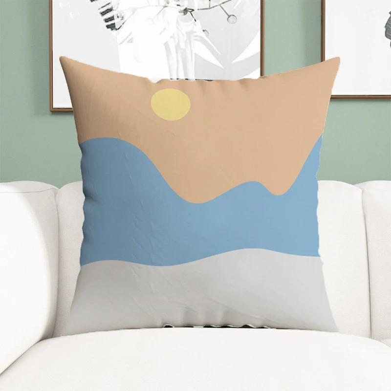 Office Living Room Home Pillowcase Simple Illustration Landscape Pattern Pillowcase Car Ornaments