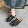 Fashion 2025 New Fashion Platform Mesh Rhinestone Baotou Drag Women's Outside Lazy Beach Sandals