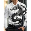 Men's long sleeved shirt with printed collar button up cardigan shirt, new fashionable men's top, trendy street daily wear