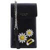 Smartphone Schulter Schultertasche 8AR00298 Blumen & Bienen schwarzes Leder Mehl Damen Gebraucht
