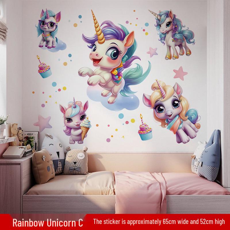 

Cross-border Inspirational Rainbow Unicorn Wall Sticker for Kids Bedroom 30*90cm (with bag)