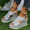 Römischen Stil Slope Heel Dicke Sohle Hohl Fisch Mund Sandalen Casual Keile Sandalen Peep Toe Frauen Sommer Strand Sandalen