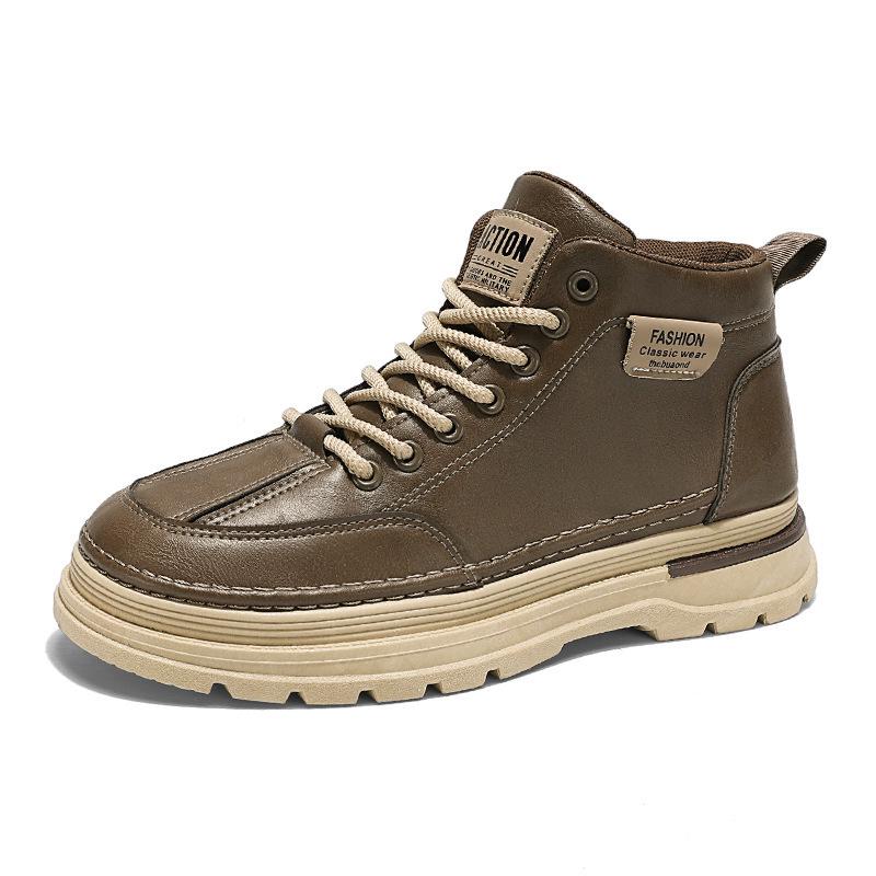 Men's High-Top Leather Martin Boots - Trendy, Non-Slip, Casual, Versatile Short Boots for Autumn