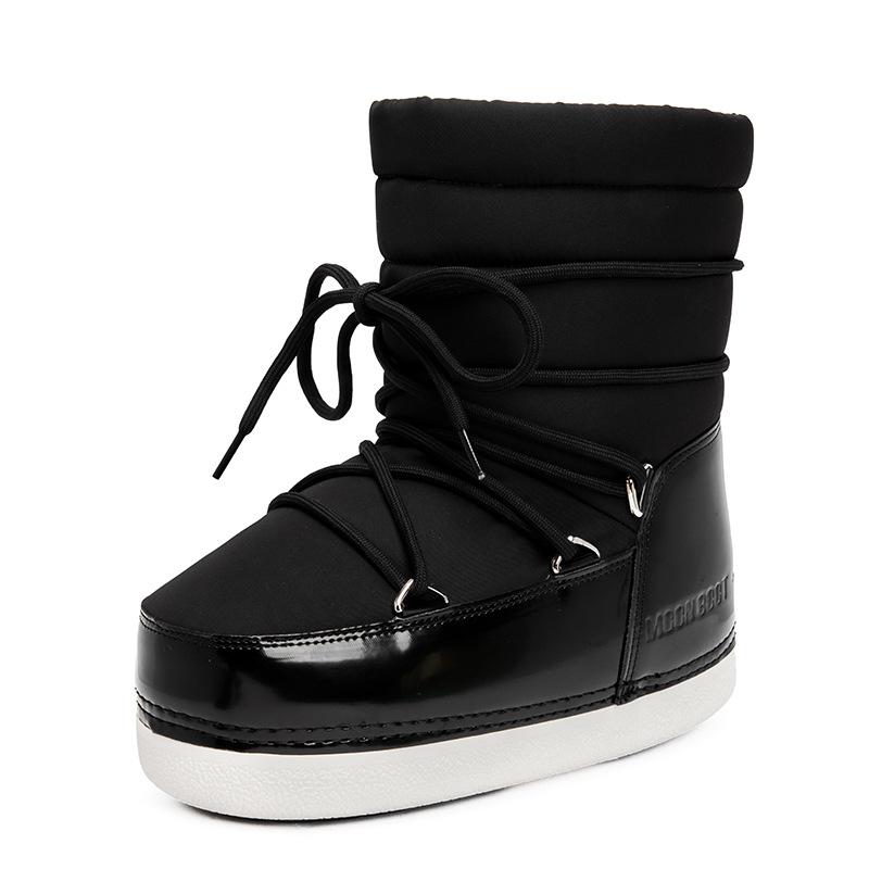 European Waterproof and Non-slip Space Boots 2025 Winter New Short Tube Thickened Warm Cotton Shoes Big Northeast Snow Boots Women
