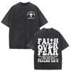 Christian Jesus Faith Over Fear Bible Verse Washed T-shirts Men Women Fashion Vintage Oversized T Shirts Harajuku Cotton T-shirt 260717