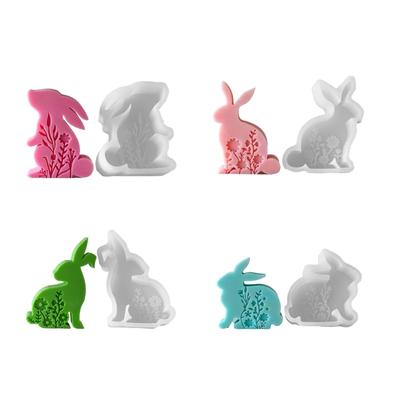 3D Rabbit Candle Resin Moulds Creative Silicone Mold For Delicate Easter Rabbit Scented Candle Craft Project