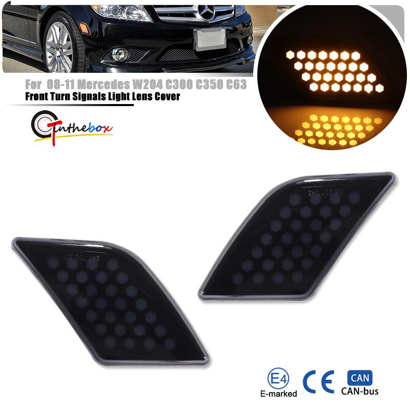 2x For Mercedes Benz W204 LED Side Marker Lights Turn Signal Lamps C250 C300 C350 C63 SL65 AMG Car-Styling Canbus OEM#2048200121