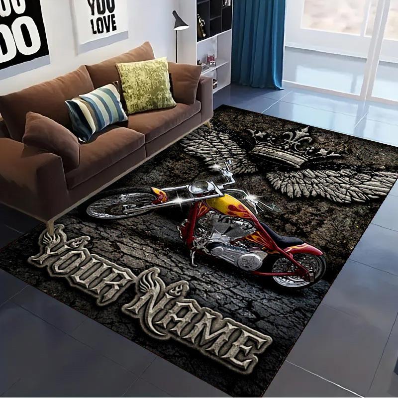 Name Custom Motor cycles Carpet Rug for Living Room Bedroom Home Sofa Decoration,Kids play Non-slip Floor Mat