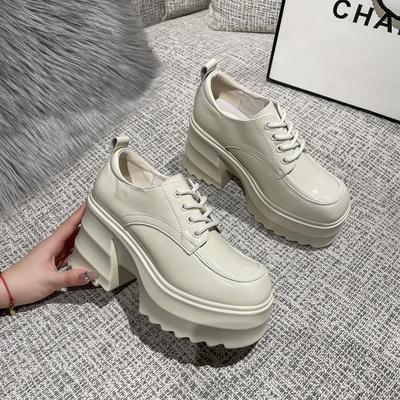 Fashion Platform Shoes Women's Real Leather 2024 New Autumn Ultra High Heel Thick Heel Lace-up Single Shoes for Woman Shoe