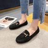 Fashion 2025 Brand Metal Buckle Mocasines Women Genuine Leather Shoes Pigskin Loafers Femmes Slip On Cow Suede Flats Woman Shoes Walking