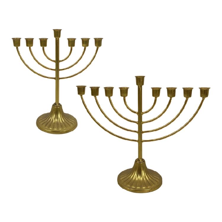 Portacandele Menorah Hanukkah Classico Tradizionale Portacandele in Metallo Ebraico Candelabro Multi-Braccia Dorato Decorazione