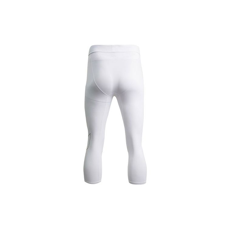 Li Ning Cba Series Tight Training Three-Quarter Fitness Pants Men Bottoms White AUQR011-2