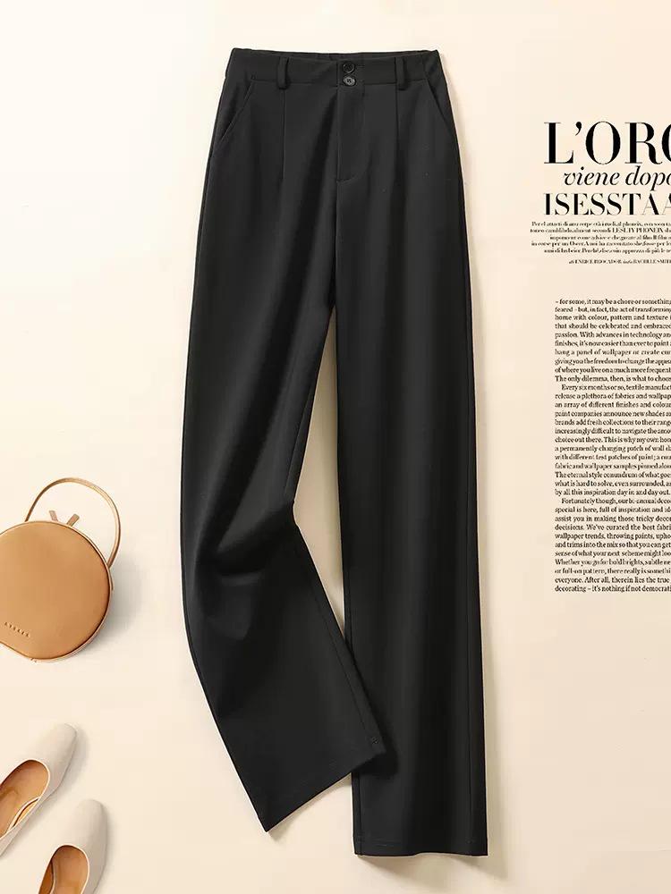 

Women s 2024 Summer High-Waist Wide-Leg Drape Pants: Casual, Hip-Covering Straight Suit Pants Extra Large чёрный