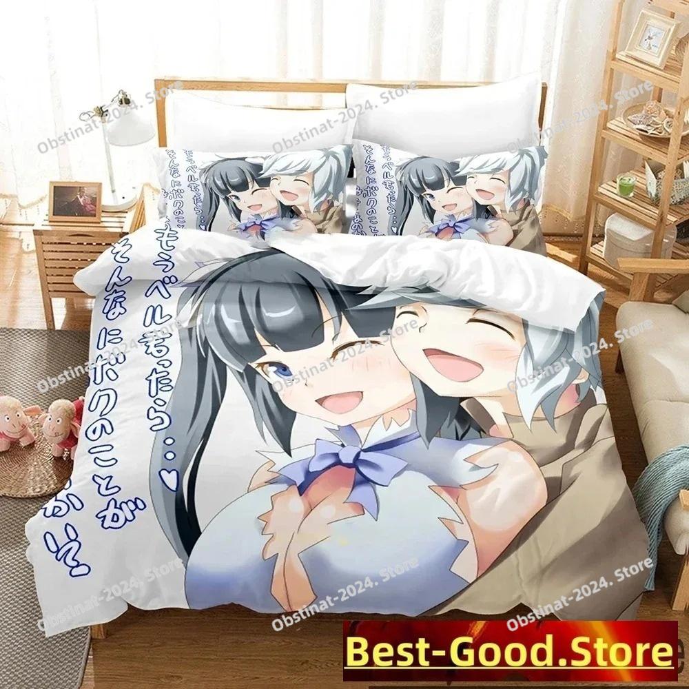 3D Print DanMachi Anime Hestia Bedding Set Duvet Cover Bed Set Quilt Cover Pillowcase Comforter king Queen Size Boys Adult