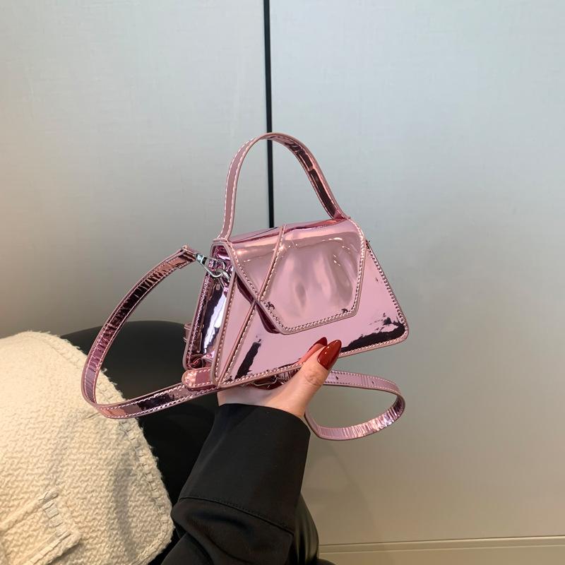 

Жіноча сумка 2024 року нова модна лакована жіноча сумка під пахвами в іноземному стилі текстурована французька золота сумочка сумка через плече рожевий