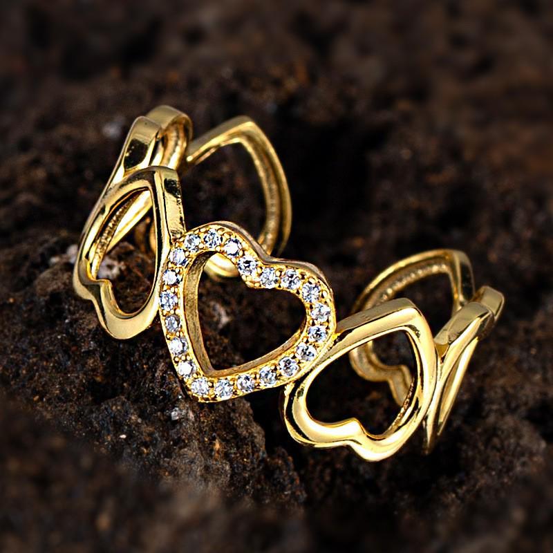 European Luxe Heart Zirconia Adjustable Knuckle Ring Heart Zircon Ring (Platinum-plated Copper)