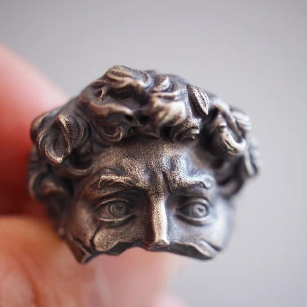 Adjustable Open Rings Metal Silver Color Goth Style Ring Fashion Mystical Masked Face Ring Party